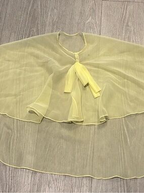 Sheer Yellow Tie-Front Capelet